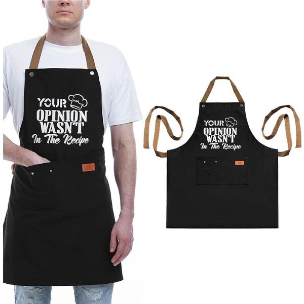 Velocity 3 Pockets Cooking Apron Kitchen Letters Printed Adjustable Apron Style 5
