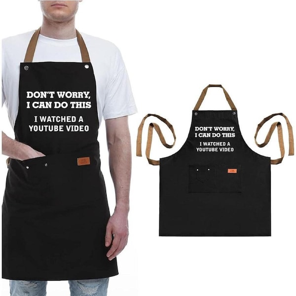 Velocity 3 Pockets Cooking Apron Kitchen Letters Printed Adjustable Apron Style 2