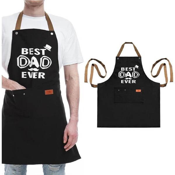 Velocity 3 Pockets Cooking Apron Kitchen Letters Printed Adjustable Apron Style 1