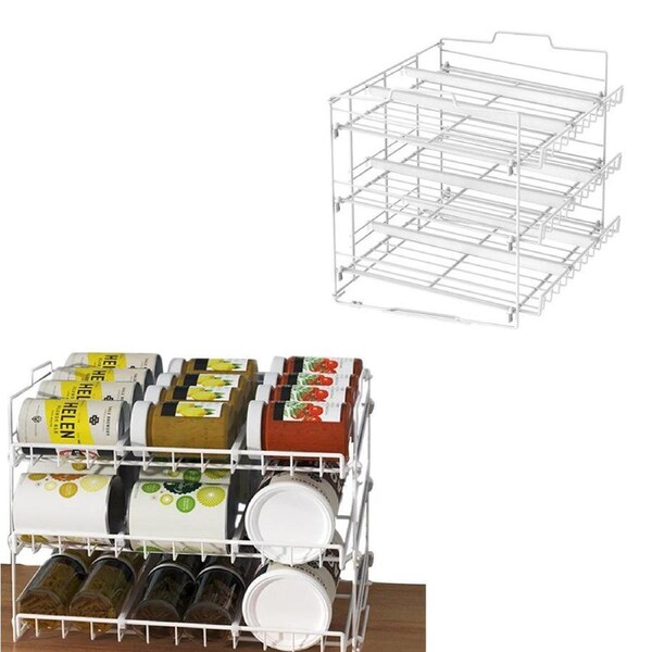 Velocity 3-Tier Stackable Can Rack Organizer Kitchen Can Storage Dispenser White
