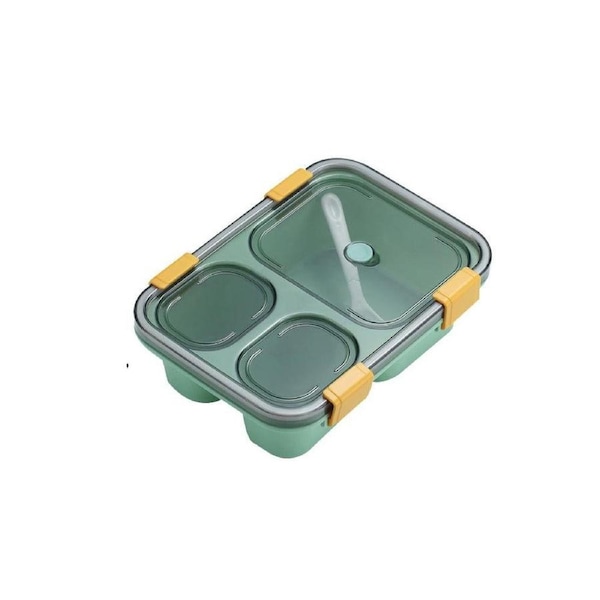 Velocity Portable 3-Compartment Microwaveable Bento Lunch Box with Cutlery Green