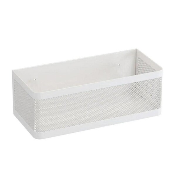 Velocity Punching-Free Hanging Storage Baskets Organizer Wall Mount Storage Bin Rack for Kitchen Bathroom White