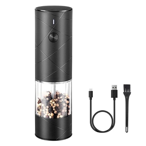 Velocity Electric Grinder for Salt Pepper Rechargeable Automatic Pepper Mill Shaker Black