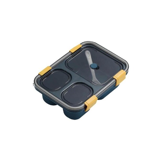 Velocity Portable 3-Compartment Microwaveable Bento Lunch Box with Cutlery Blue