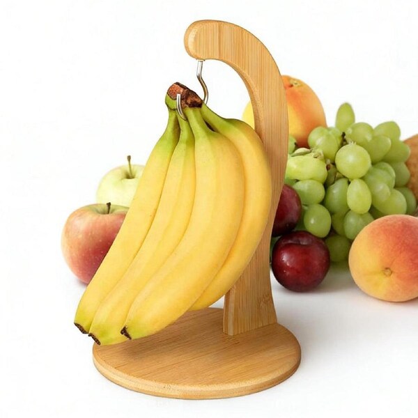 Velocity Wooden Banana Stand Holder Kitchen Fruit Storage Rack