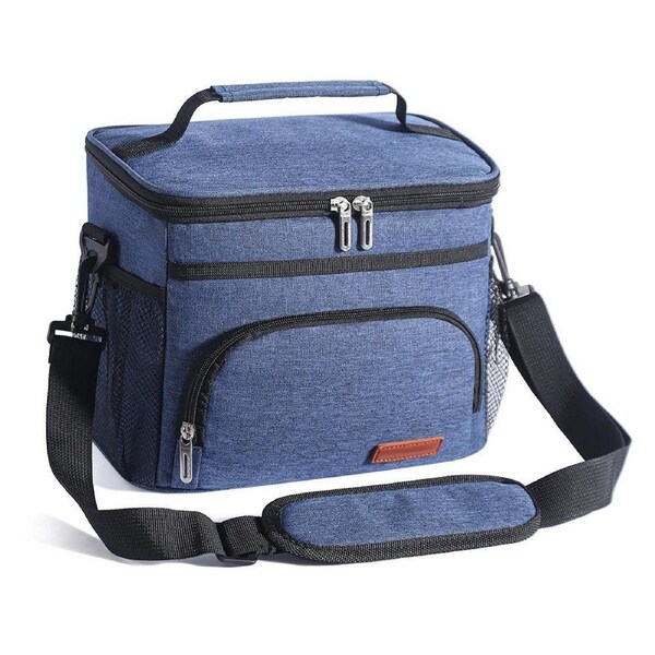 Velocity Insulated Lunch Box Leak-Proof Cooler Bag with 4 Pockets Navy Blue