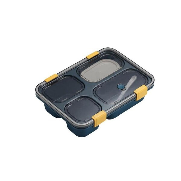 Velocity Portable 4-Compartment Microwaveable Bento Lunch Box with Cutlery Blue