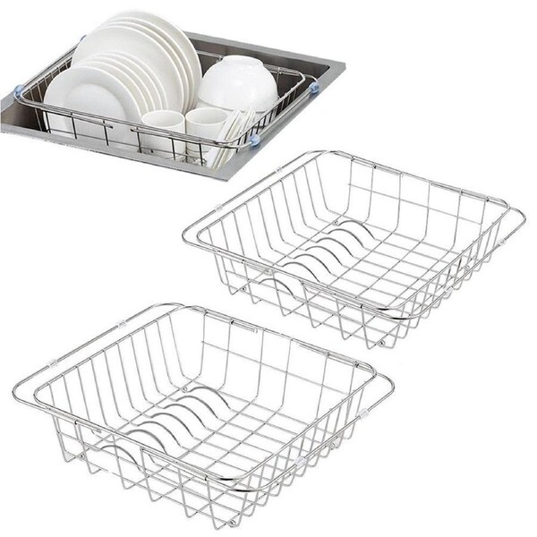 Velocity 2-Pieces Retractable Dish Drying Racks Stainless Steel Kitchen Dish Drainers