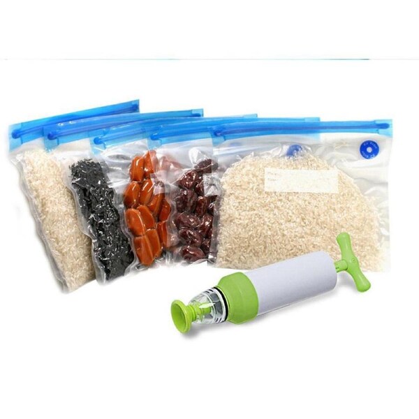 Velocity 10-Pieces 22x28CM Reusable Food Vacuum Sealer Bag with 1x Manual Pump