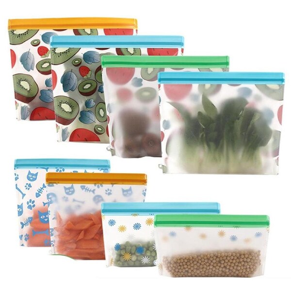 Velocity 8-Pieces Reusable Storage Bags Set Food Storage Bags Seal Food Storage Bags Kit