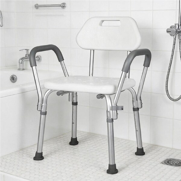 Levede Shower Chair Bath Seat Safety Stool Back Arms Adjustable Height Non-Slip