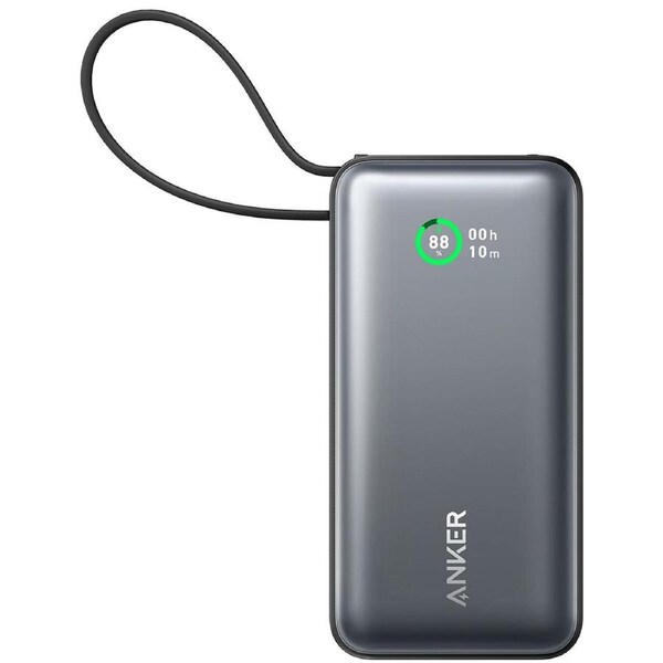 Anker Nano 10K 30W Power Bank With Built In USB-C Cable Black A1259H11