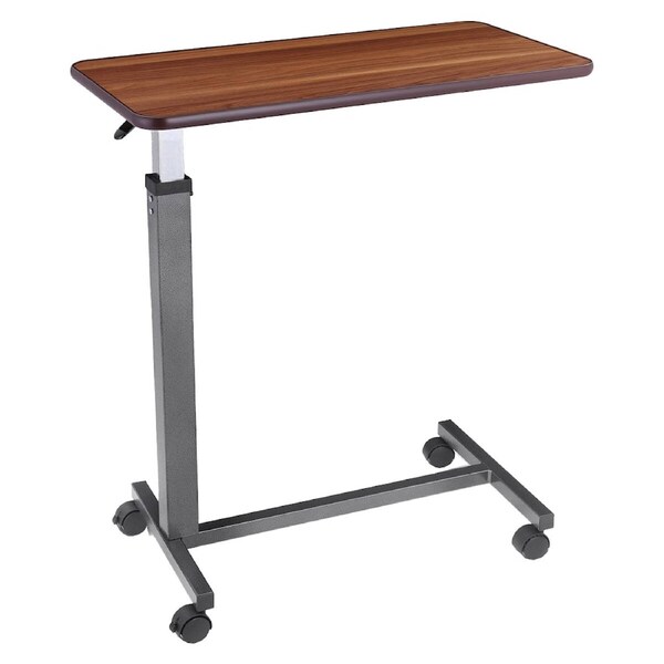 Altus Adjustable Overbed Table 79-110 cm Walnut with Rolling Lockable Wheels