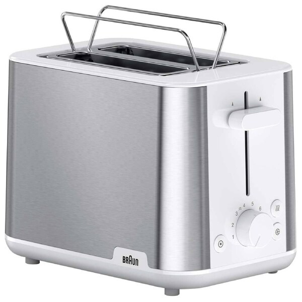 Braun PurShine Toaster HT1510WH - 8 Browning Settings, Defrost & Reheat, Bun Warmer