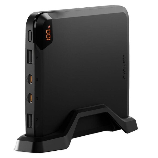 Cygnett VertPWR 25K 100W Laptop Power Bank with USB-C Cable & Stand, Black