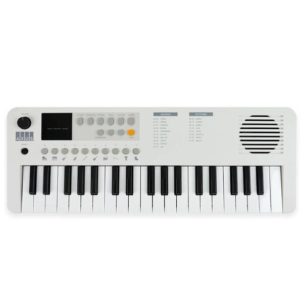 Axus Mini Keyboard 37 Key White - Portable, 100 Sounds, USB-C/Battery Power