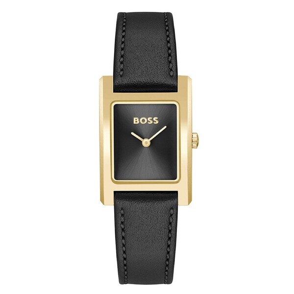 BOSS Lucy Women's Watch 23mm Black Leather Strap Black Dial Quartz