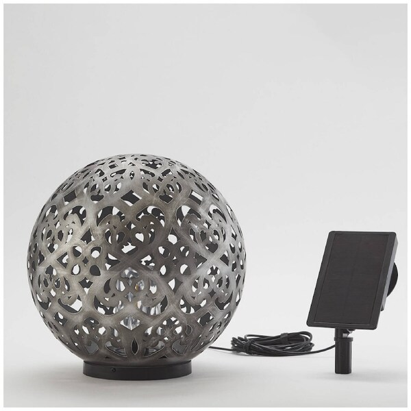 Aurora Lighting Solar Decor Ball 27.9cm, 50 Lumens, Metal, Rechargeable Batteries