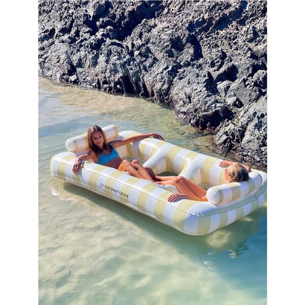 Coconut Grove Luxe Twin Hammock Float Mango, 2200mm, PVC, 160kg Capacity, Cup Holders