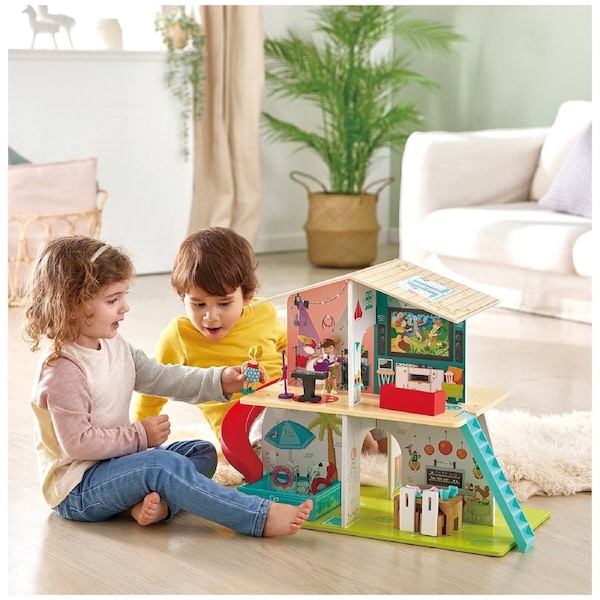 Hape Rock & Slide House Sound Effects Playset with Climbing Wall & Musical Features