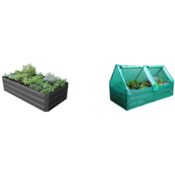 Greenlife Large Garden Bed And Greenhouse Cover 180 x 90 x 45cm Charcoal