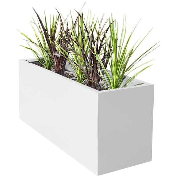 Greenlife Rectangular Metal Designer Planter Box 900 x 340 x 400mm Vibrant White