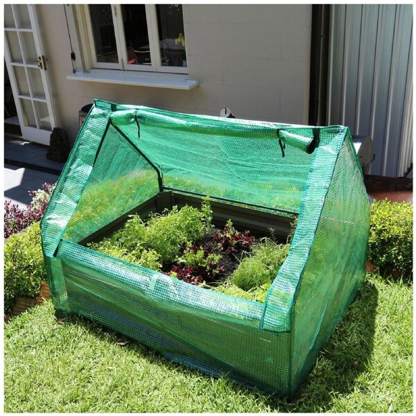 Greenlife Garden Bed Slate Grey 120 x 90 x 30cm With Drop Over Greenhouse