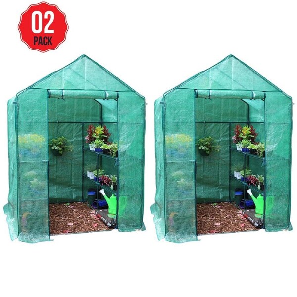 Greenlife Garden Bed Eucalypt Green With Drop Over Greenhouse 120 x 90 x 30 cm