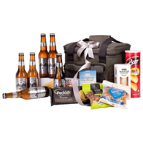 Interhampers Japanese Brew Beer Gift Hamper BRO1925 - Asahi Beer, Snacks, Insulated Cooler Bag