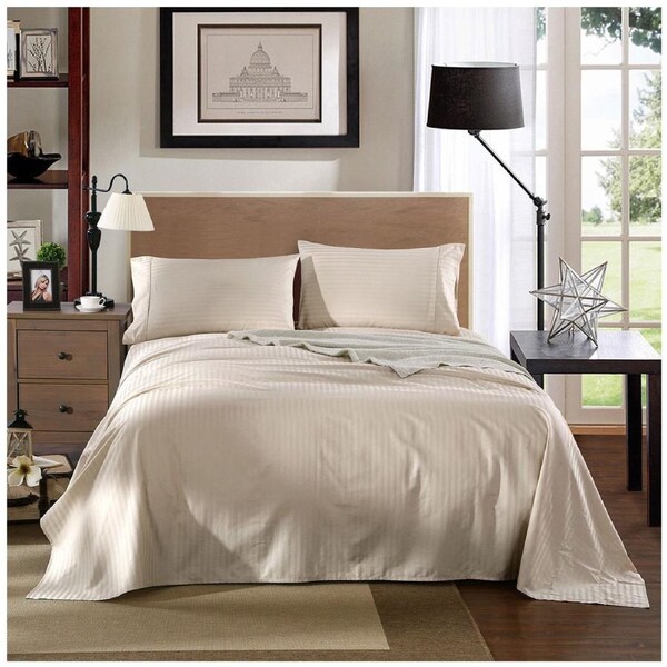 Kensington 1200 Thread Count Stripe Cotton Sheet Set Double Sand