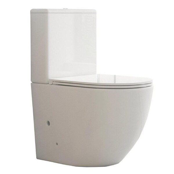 Mercio Pani Back-to-Wall Toilet Suite 4 Star WELS Rimless Flush Gloss White