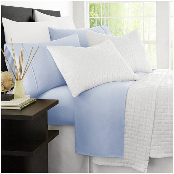 Ramesses 2000 Thread Count Bamboo Single Sheet Set Steel Blue