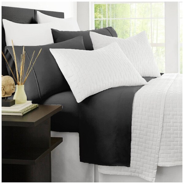 Ramesses 2000 Thread Count Bamboo Single Sheet Set Charcoal