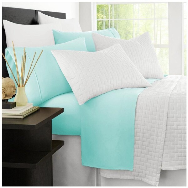 Ramesses 2000 Thread Count Bamboo Single Sheet Set Aqua