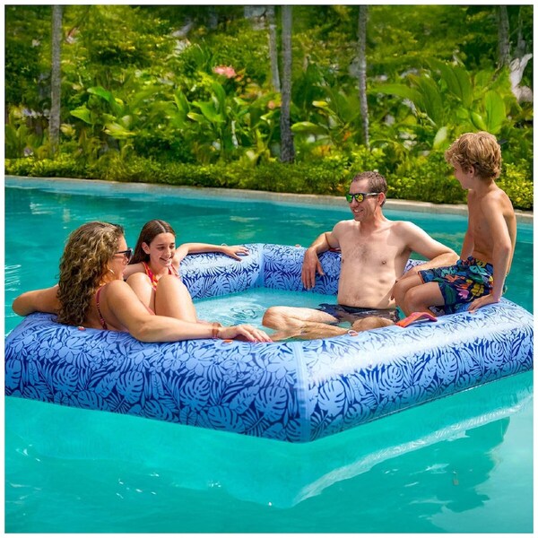 Tommy Bahama Inflatable Water Hammock 2.44M for 4 Adults, Palm Indigo