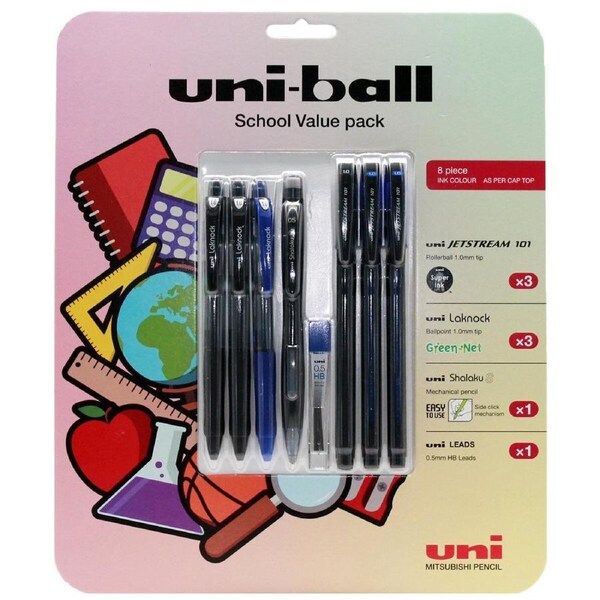 Uni-ball 8 Piece Gel Pen Set - Assorted Colors - Fade-Resistant Ink - Smooth Writing Experience
