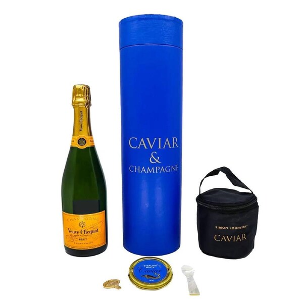 Veuve Clicquot Champagne 750ml & Black Pearl Caviar 50g Gift Hamper