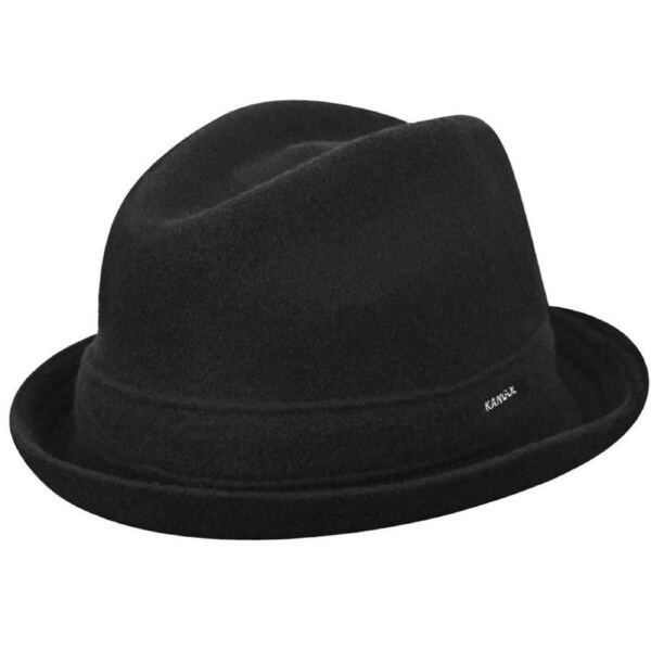 KANGOL Wool Player Trilby Hat Fedora Style Warm Winter Cap 6447BC - Black - XL