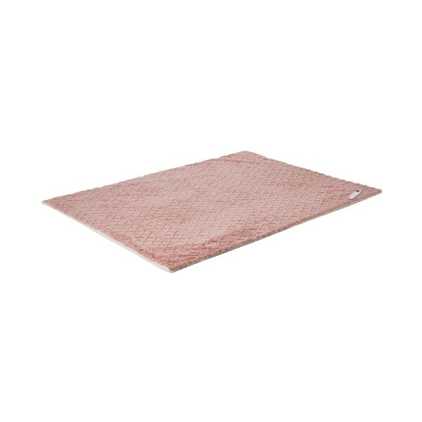 Bedra Electric Throw Rug Dual Side Heated Blanket Flannel&Sherpa 3D Square Pink