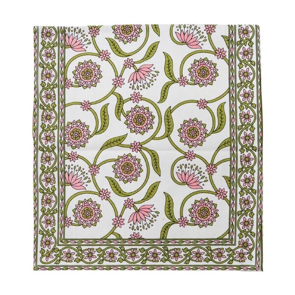 LVD Esther Rectangular Cotton Table Runner Home Decor Pink/Olive 160x35cm