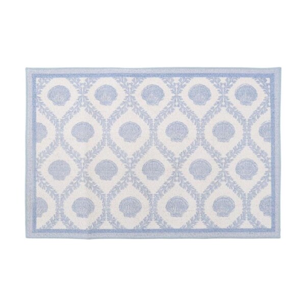 LVD Coastal Shell Pattern Blue Non-Slip Indoor Floor & Door Mat 90x60cm