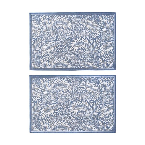 2PK LVD Blue Larksspur Non-Slip Botanical Indoor Floor & Door Mat 90x60cm