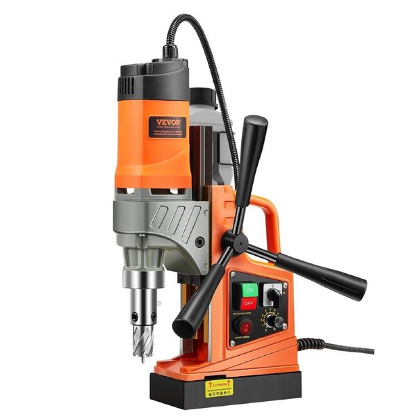 Magnetic Drill, 1450W Motor 1.6 in Boring Diameter, 2810 lbf Portable Electric Mag Drill Press, with 2 Coring Bits, Variable Speed, Drilling Machine for Metal Surface, Home Improvement Industry