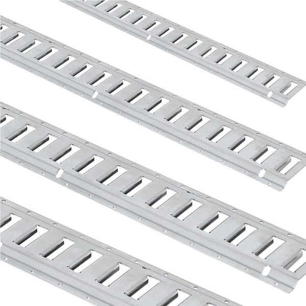 E Track Tie-Down Rail Kit, 24PCS 1524 mm E-Tracks Set Includes 8 Steel Rails & 8 O-Rings & 8 Tie-Offs with D-Ring, Versatile Trailer Securing Accessories for Cargo Motorcycles Bikes, 816 kg Load