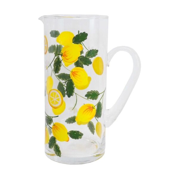 LVD Lemoncello Fruit Decal Glass Water Jug Home/Kitchen Decor Green/Yellow