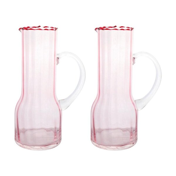 2PK LVD Poppy Water Glass Jug Home/Kitchen Tableware Decor 21x14.12.5cm Pink