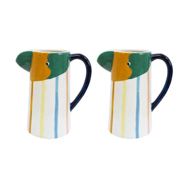 2PK LVD Animal Ceramic Goldie Bird Jug Kitchen Decor Multicoloured