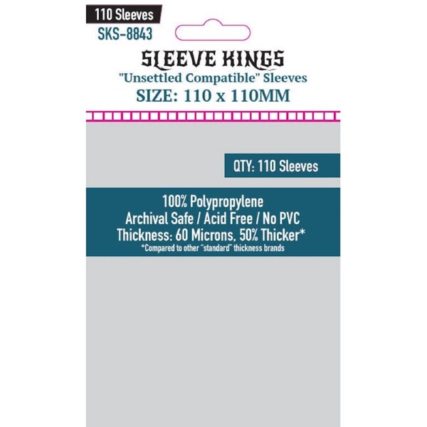 Sleeve Kings Board Game Sleeves "Unsettled Compatible" Sleeves 110mmx110mm 110 Sleeves per Pack