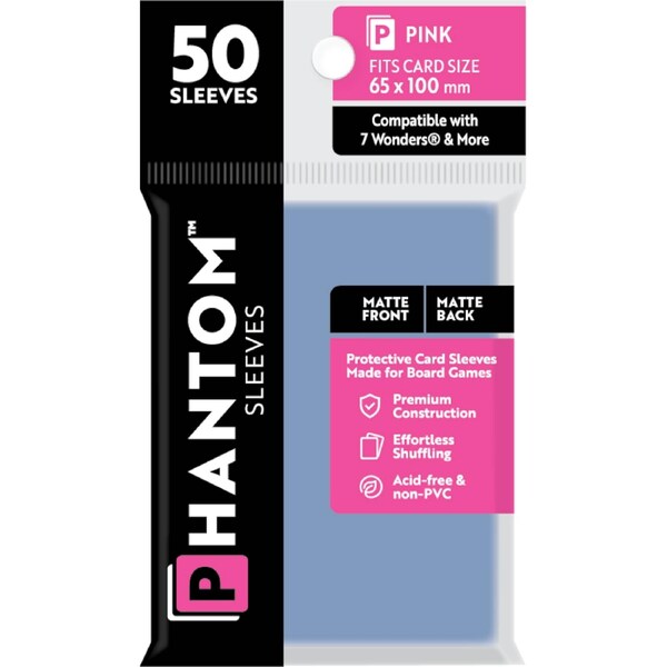 Phantom Sleeves: Pink Size 65mmx100mm - Matte/Matte 50