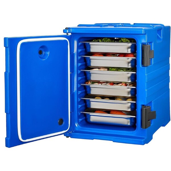 Insulated Food Pan Carrier, 90L Hot Box for Catering, Food Box Carrier with Double Buckles, Front Loading Food Warmer with Handles, Stackable End Loader for Restaurant, Canteen